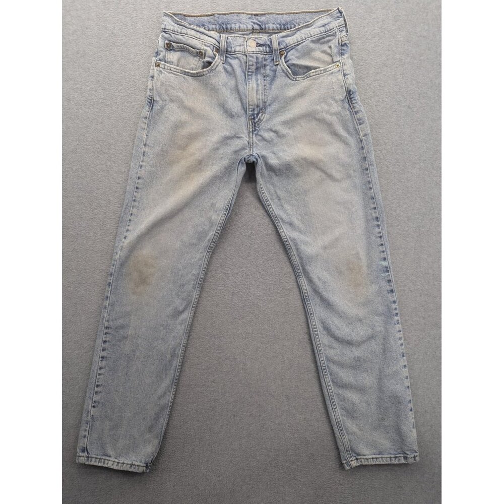 Levis 502 Jeans Mens 32x30 Light Wash Blue Taper Fit Stretch Denim Waterless